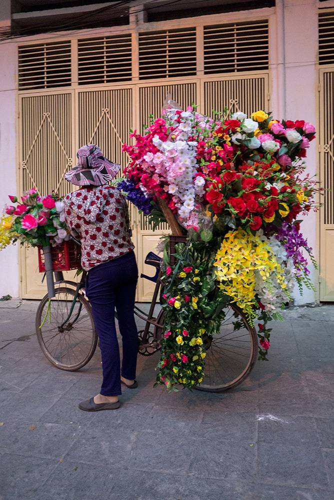 Bike loaded up with flowers Bike loaded up with flowers
