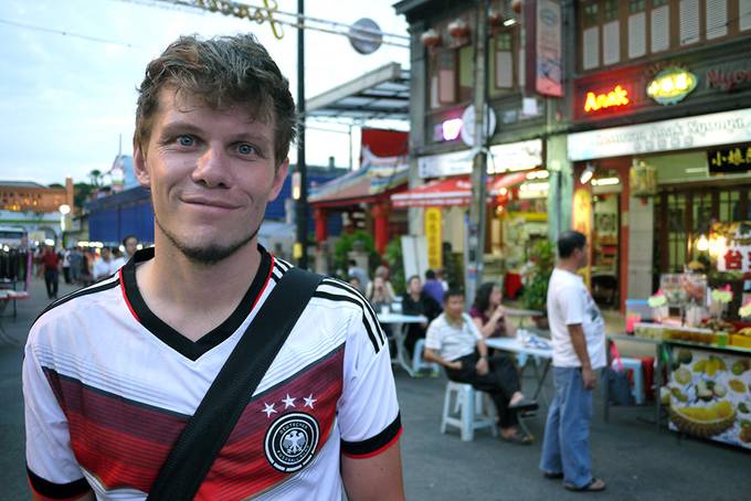 Colin at the night market in his Germany shirt Colin at the night market in his Germany shirt